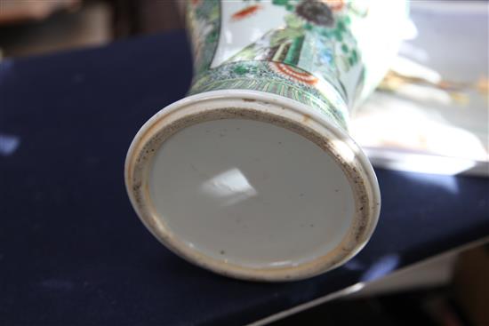 A Chinese famille verte vase, late 19th century, 45.5cm